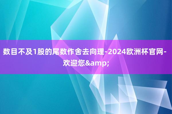 数目不及1股的尾数作舍去向理-2024欧洲杯官网- 欢迎您&