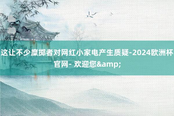 这让不少糜掷者对网红小家电产生质疑-2024欧洲杯官网- 欢迎您&