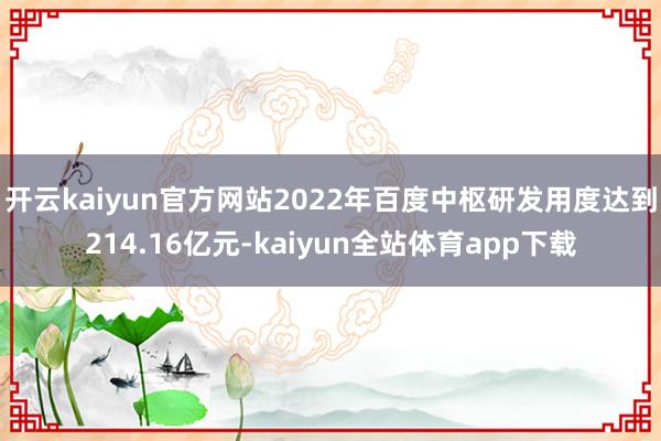 开云kaiyun官方网站2022年百度中枢研发用度达到214.16亿元-kaiyun全站体育app下载